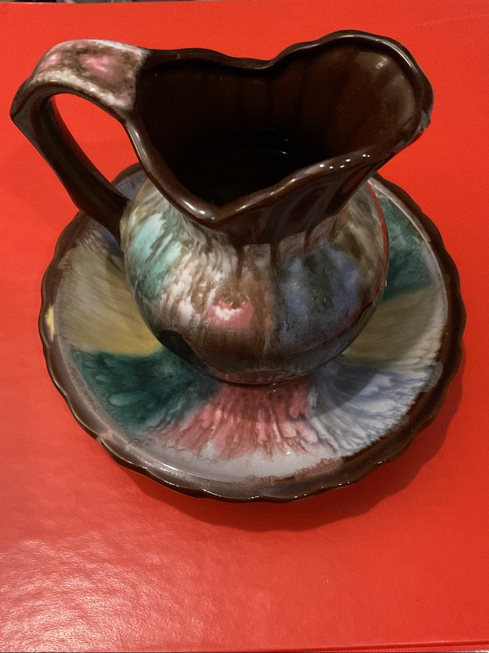 Multicolor Ceramic Pitcher and Basin Set - Decorative Home Art